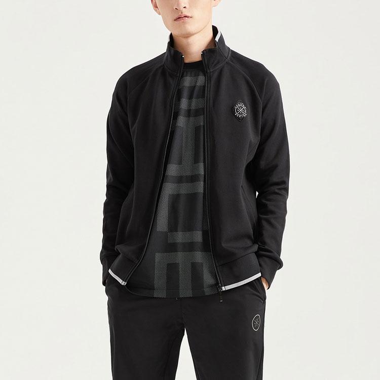 Li Ning Wade Series Shoulder Seam Stand Collar Long Sleeve Sports Jacket Men Jacket Black AWDR045-1