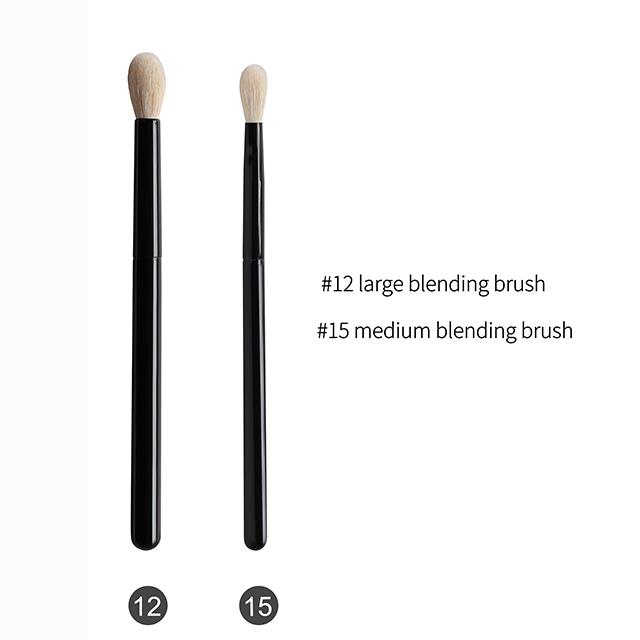 OVW 2 Stück Ziegen-Profi-Kosmetik-Make-up-Pinsel, Werkzeuge, natürliches Haar, schwarze Malerei, Holzgriff, Brochas Maquillaje Pelo Natura