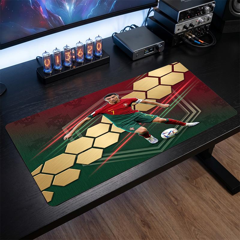 Cristiano Ronaldo Crest Mouse Pad, Extended Non Slip Rubber Desk Mat for Gaming Office Laptop Fan Gift