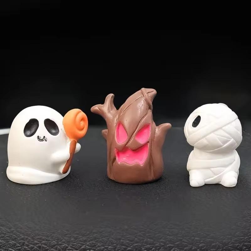 Halloween Creative Elf Car Ornaments Car Dashboard Center Console Pumpkin Ghost Mummy Ornament Car Interior Decor Accessories