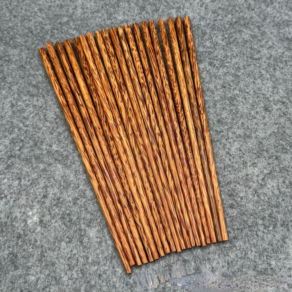 10 Pairs of Coconut Wood Home Chopsticks Natural Pattern Chopsticks  Dinner Parties Daily Family Use Chopsticks Feel Comfortable 19/25cm Length