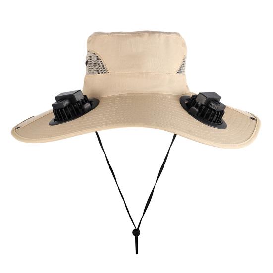 Sun Hat Unisex Ventilated Bucket Hat with Built-in Battery Panel Adjustable