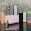 Bling Strass Thermosflaschen Leopardenmuster Edelstahl Wasserflasche für Zuhause/Büro