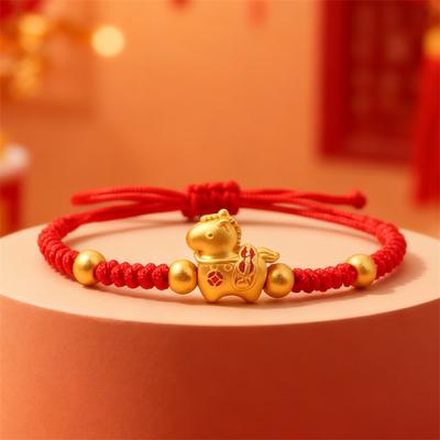 2026 New Year Cartoon Zodiac Horse Bracelets for Women Men Lucky Red Rope Handmade Braided Bracelets Friendship Jewelry Gifts