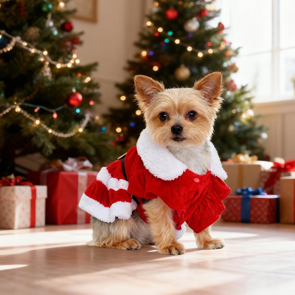 Dog Christmas Dress Christmas Dog Outfit Mrs Santa Claus Pet Clothes Puppy Xmas Holiday Costume Cat Skirt Winter Pet Clothes Cute Girl Red Dresses