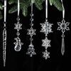 Xmas Snowflake and Icicle Hanging Decorations Pendant Christmas Tree Ornaments Crystal
