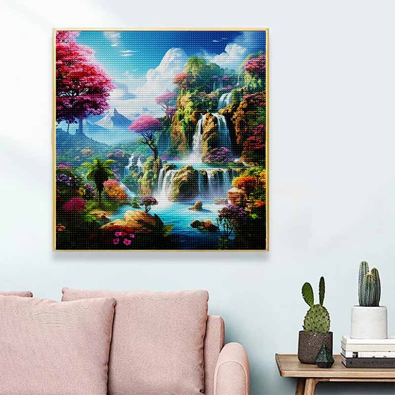 New Arrival 5D DIY Full Circle Diamond Painting "Waterfall" Embroidery Cross Stitch Home Decor Gift