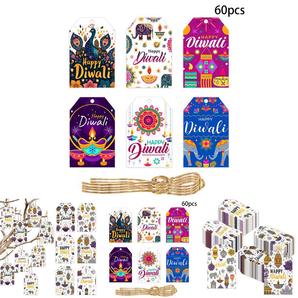Diwali Celebration Paper Decor Labels With 60pcs For Venue Festive Ornament
