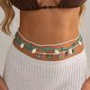 Bohemian Pearl Millefiori Beaded Waist Chain With Elastic Body Chain - Ocean Style Shell Star Design