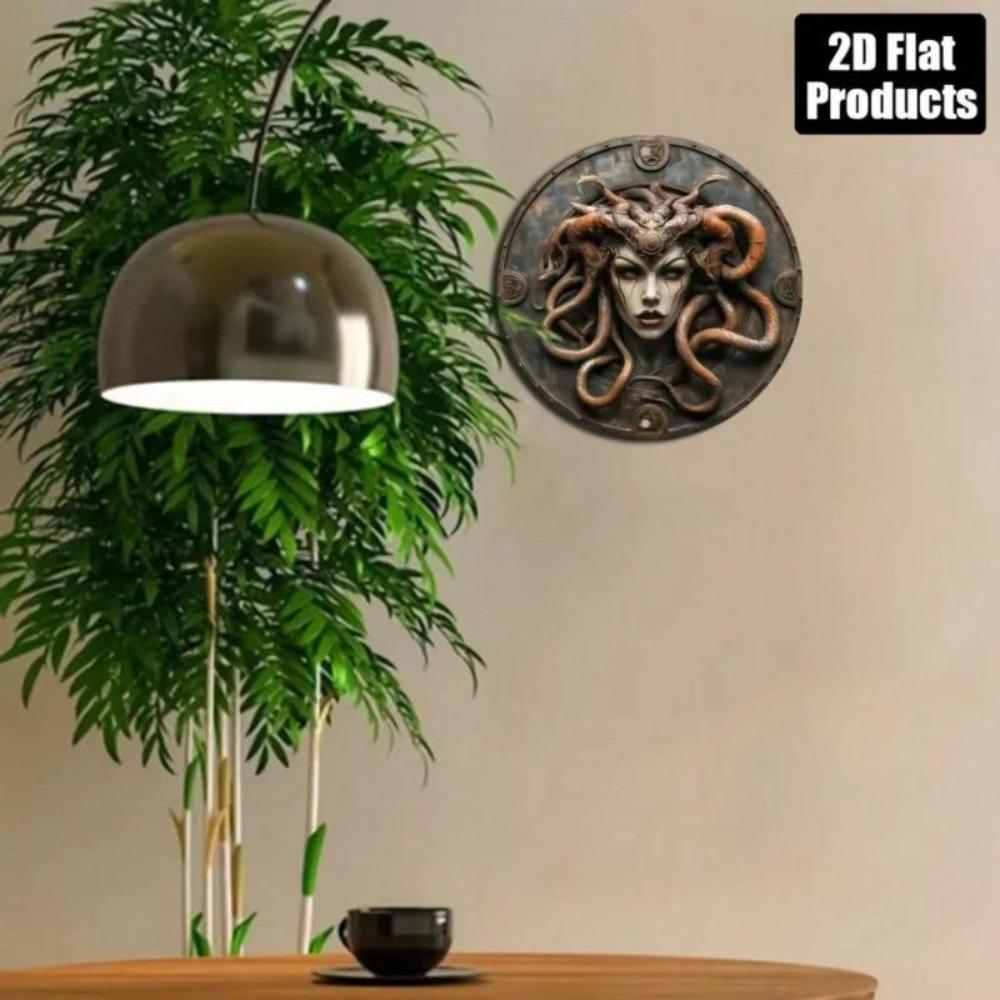 Placca Metallo Vintage Medusa 8 Pollici Rotonda Decorazione Murale Cucina Bar Regalo
