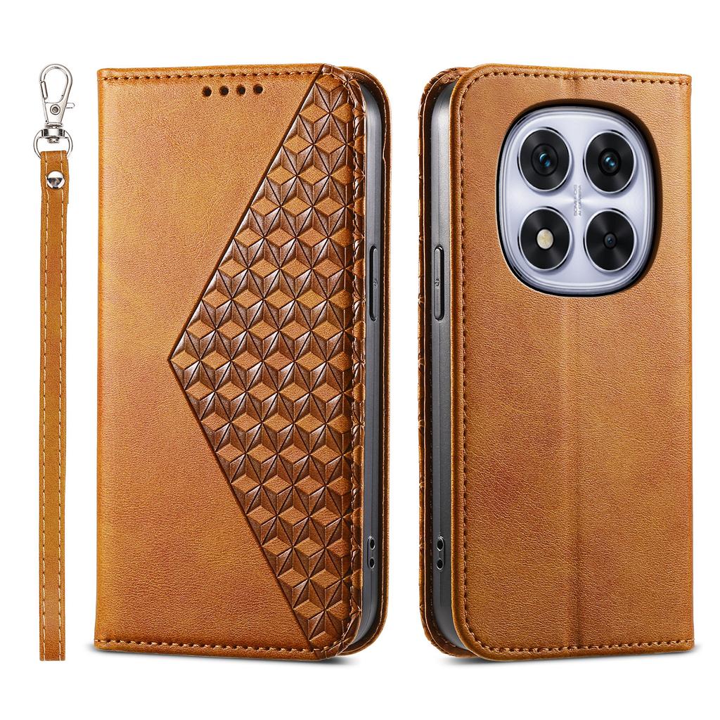 Dla Xiaomi Redmi Note 15 Pro 5G (Światowy) Etui Portfelowe z PU Skóry Cielęcej Teksturowanej z Paskiem na Nadgarstek
