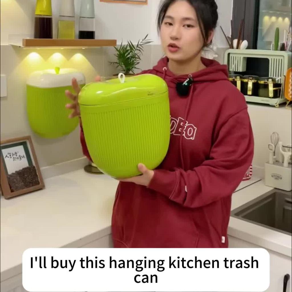 1pc Wall Mounted Trash Can with Pull Out Lid , No Drill Installation, Large Capacity Durable Plastic Bin for Kitchen , Bathroom