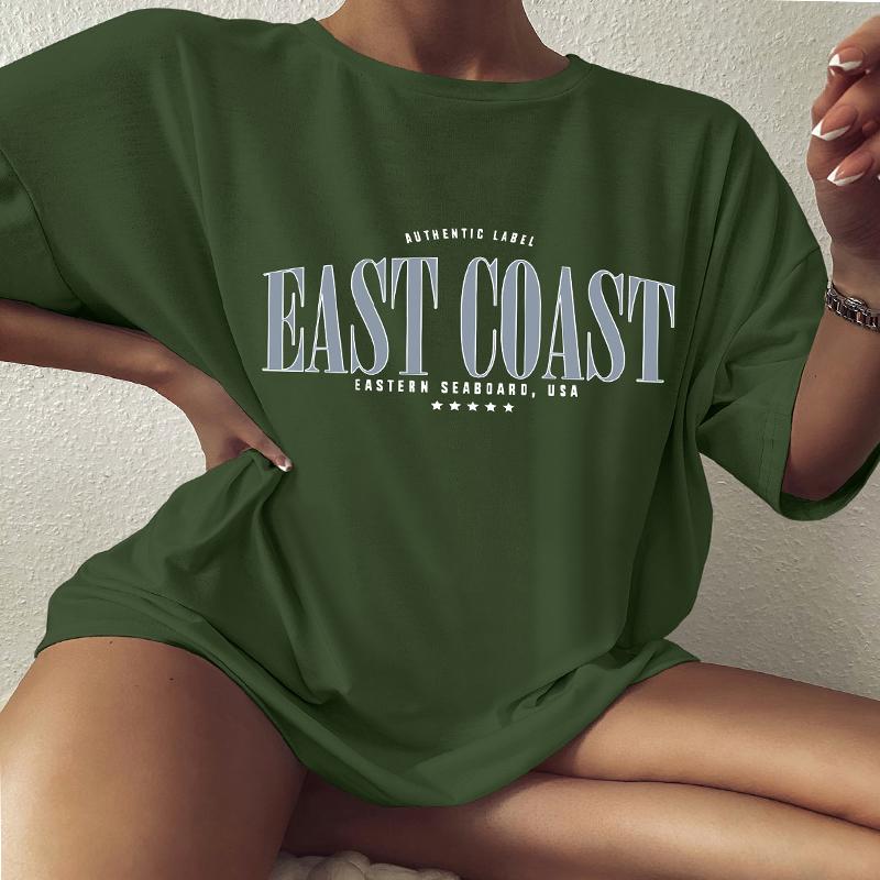 Barevné nadměrné tričko East Coast Legrační letní styl Volné tričko Dámské Trendy Ležérní Bavlna Estetický top