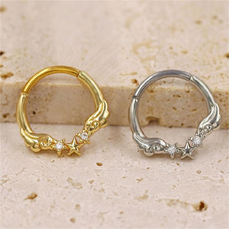 Kristall-Nasen-Clicker Handgefertigt Silberfarben Septum-Ring Edelstahl Piercing-Accessoire für Ohr und Knorpel