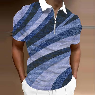 Męska Koszulka Polo Casual Zapinana na Zamek Krótki Rękaw Moda Casual Zamek Lato Wiosna Regularny Krój Koszulka z Nadrukiem 3D