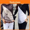 Fashion Korean Women Style Autumn Slim Fit Color Block Blouse Long Shirt Sleeve