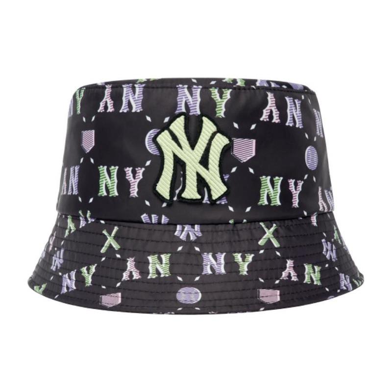 MLB New York Yankees cotton monogram print bucket hat, black 3AHTM0523-50BKS