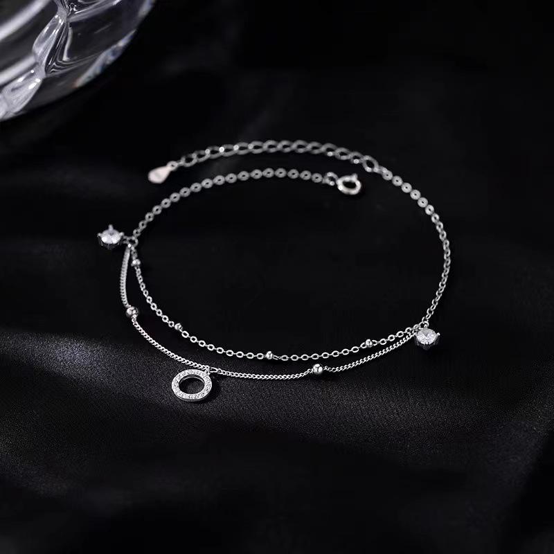 Double Layer Round Anklet Women's 2024: New Style, Personalized, Stackable, High-End Foot Chain.