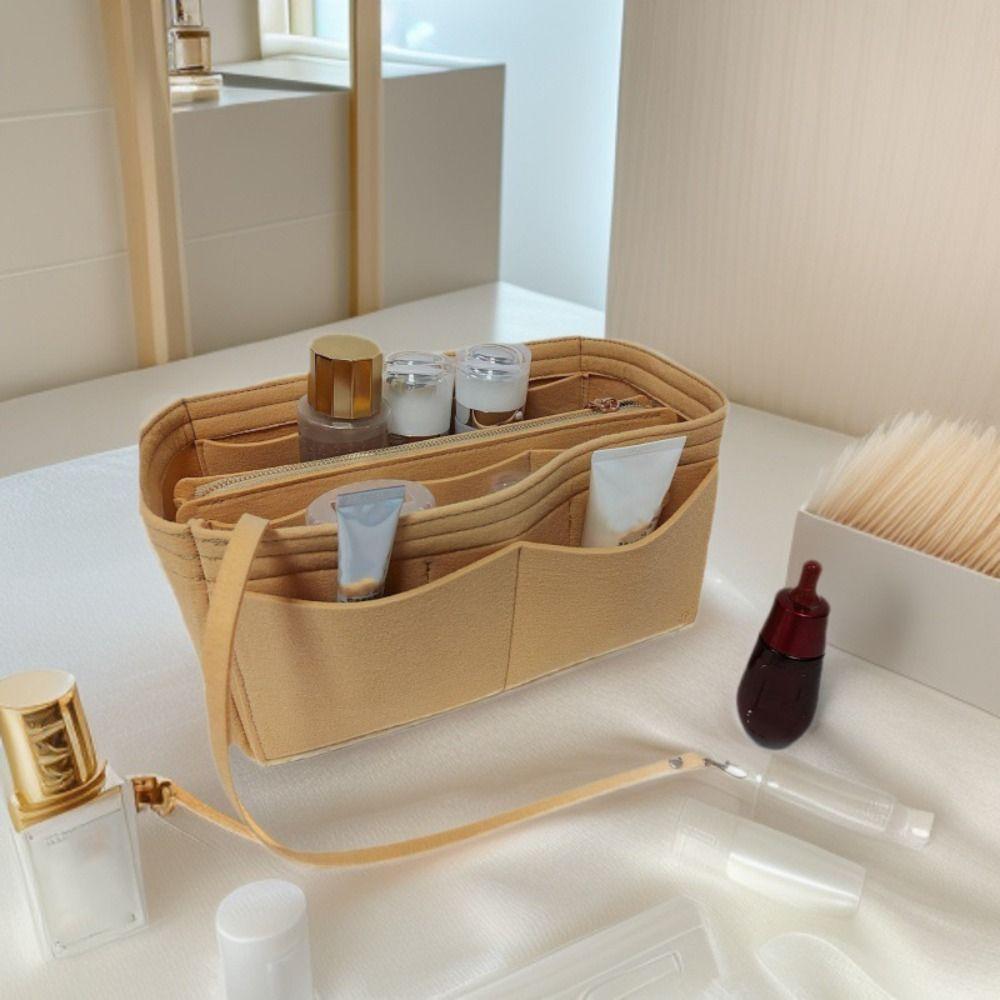 Cosmetic Organizer Storage Pouch Felt Toiletry Container Divider Insert Handbag Insert  Outdoor