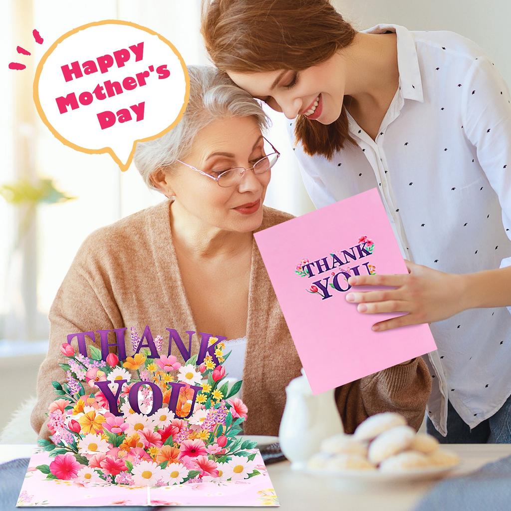 Creative 3D Mother's Day Greeting Card HAPPY MOTHER'S DAY Paper Sculpture Birthday Wishes Message Card