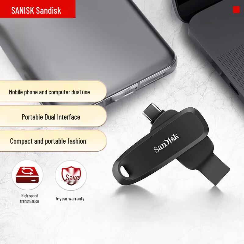 SanDisk DDC6 512GB USB 3.2 Type-C Dual Drive Flash Drive