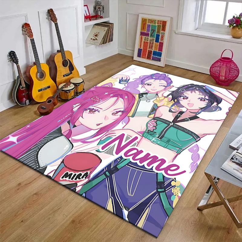 Benutzerdefinierte KPop Dämonenjäger Matte Personalisierter Name, Waschbarer Polyester-Eingangsteppich für den Innenbereich, Geschenk für Weihnachten, Ostern, Thanksgiving Day