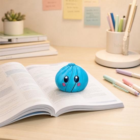 3D-printet vridende dumpling-leketøy, glatt tegneserieuttrykk dampet bolle-leketøy, ledddelt spiralroterende deigkule fidget-leketøy for stresslindring