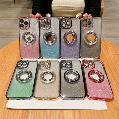 Apple 16PRO Electroplated Magnetic Water-absorbing Diamond Phone Case with 13/14 Gradient Glitter Is Suitable for Iphone15