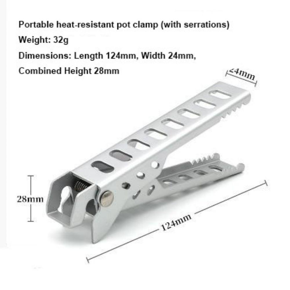 

124*28mm Camping Picnic Clip Portable Anti Scald Clip Bowl Pot Clamp Tableware Accessories срібний