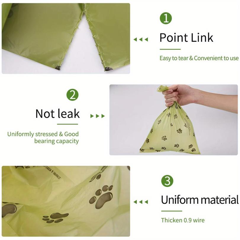 8 Rolls Biodegradable Dog Poop Bags Leak-Proof Unscented Waste Bags for Dogs High-Quality Corn Starch Material