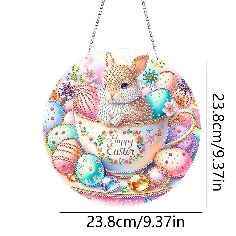 Acrylic Special Shape Easter Egg 5D DIY Diamond Painting Dots Pendant Rhinestone Diamond Art Pendants for Garden Window Decor