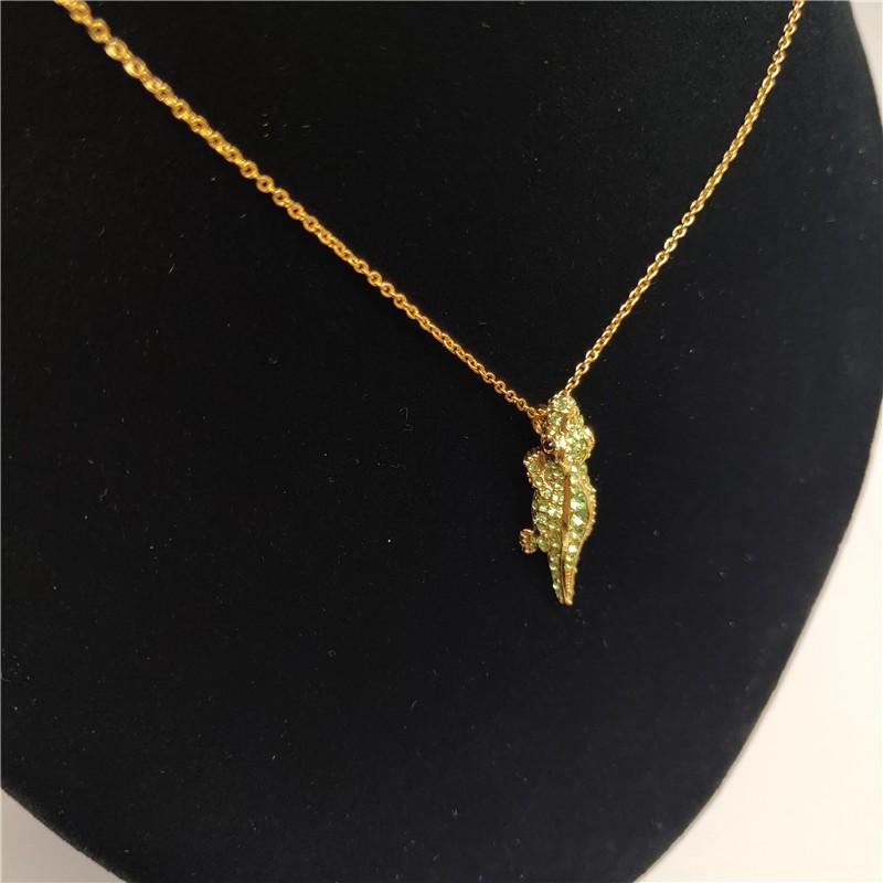 Full Rhinestone Animal Jewelry Set Green Lizard Crocodile Ear Studs Bracelet Ring Necklace Bold Fashion Statement