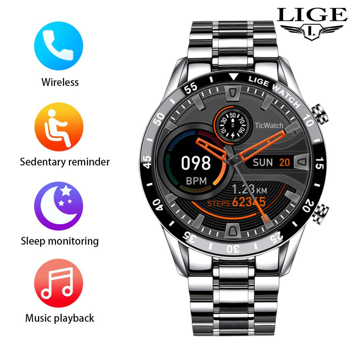 LIGE Smart Watch Bluetooth Call Heart