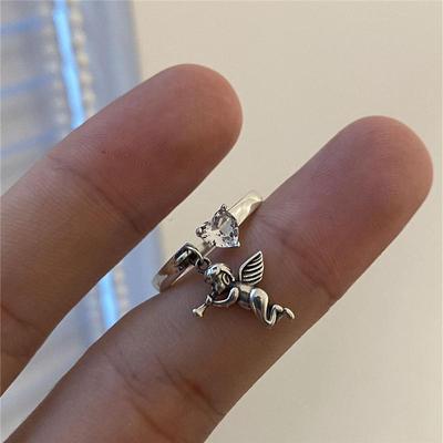 Anello Angelo Colore Argento Donna Punk Hip Hop Anelli Coppia Gioielli Festa Regalo