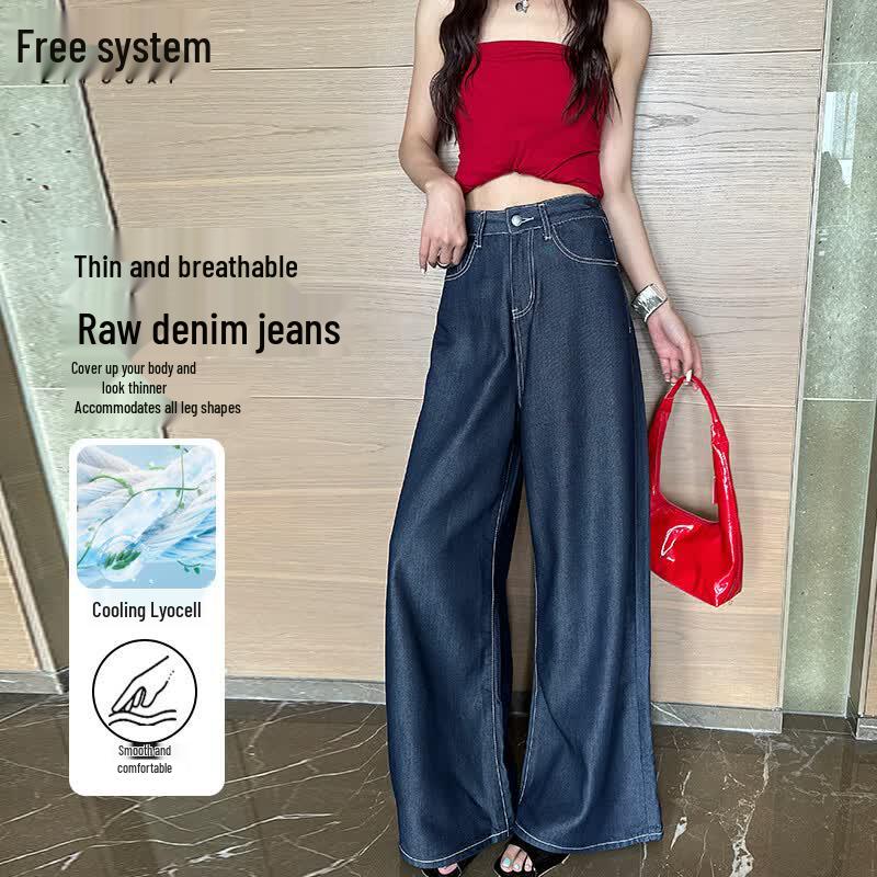 Women s Tencel Wide-Leg Jeans M джинсовый синий