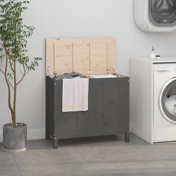 VidaXL Laundry Box Grey 88.5x44x76 Cm Solid Pine Wood 823581