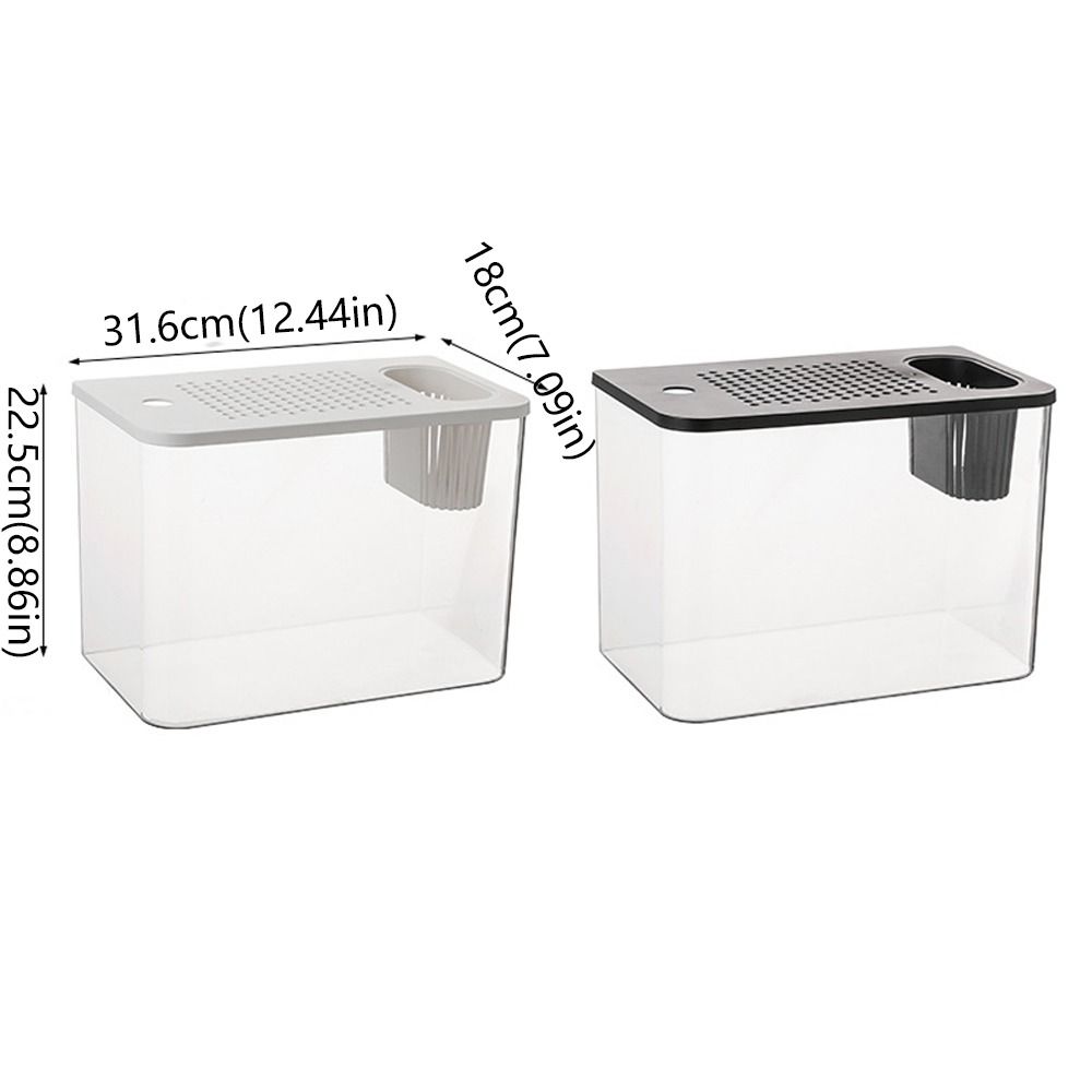 Small Fish Tank with Lid Betta Aquarium Tank Creative Hydroponic Fish Bowls  For Home Decorative