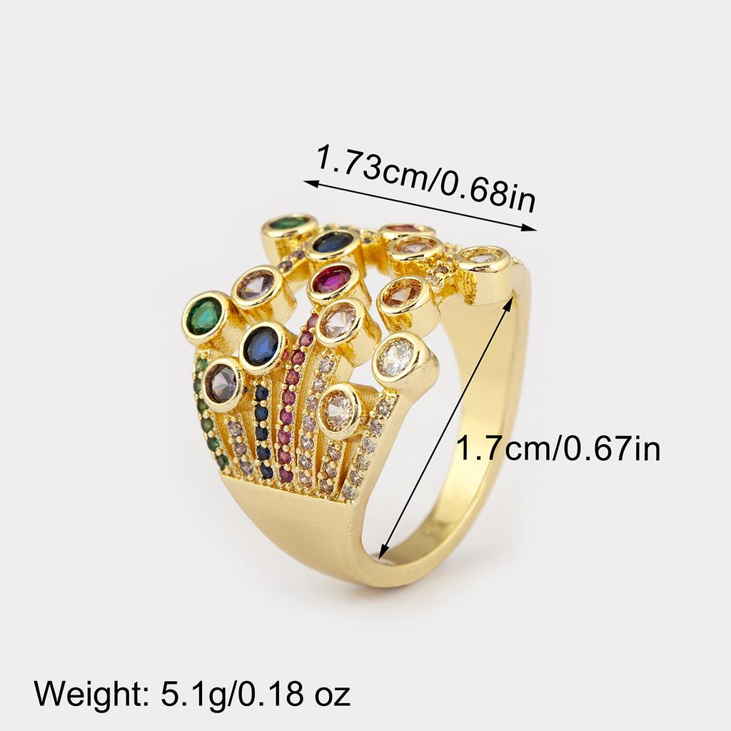 Nidin Light Luxury Colourful/White Crystal Zircon Open Rings For Female Male Exaggerated Personality Adjustable Finger Jewelry