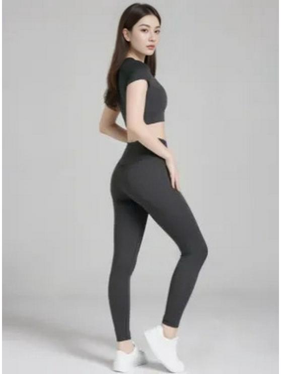 2025 Women's Quick-Dry Yoga & Running Set: Short Sleeve Suit for Hiking, Morning Runs, and Gym Workouts.