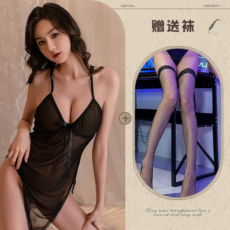 Sexy Perspective Mesh Pajamas Uniform Seduction Passion Suit Free Nightgown