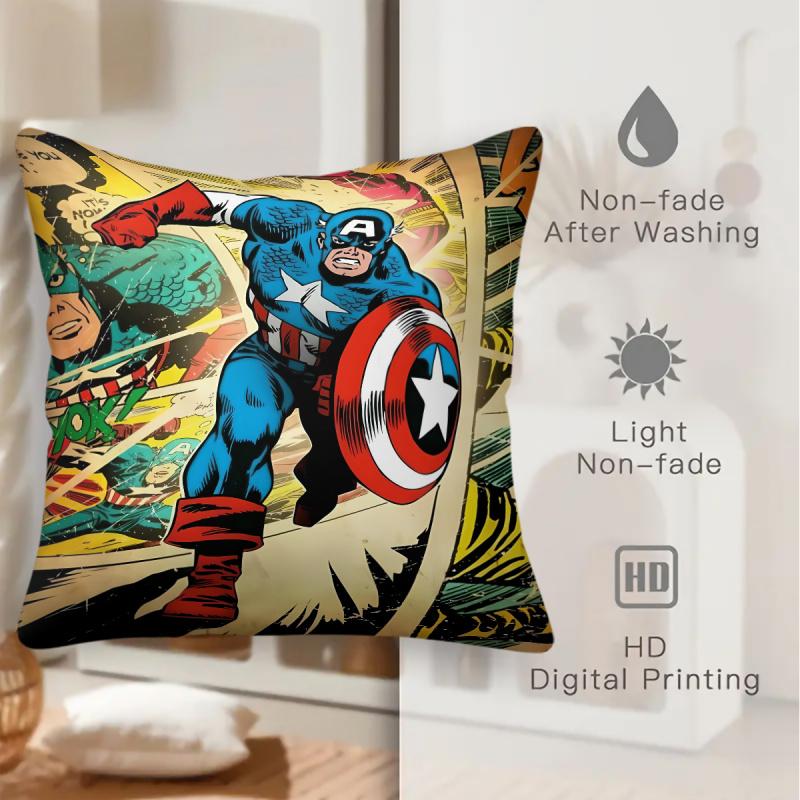 Captain America Throw Pillow With Insert Superhero Polyester Cushion For Sofa Couch Bed Kids Room Accent Pillow Marvel Fans Gift