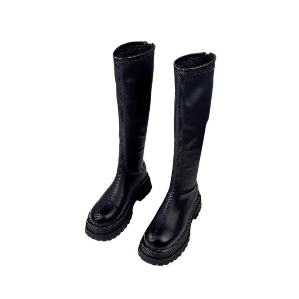 Black Boots for Women 2025 New Autumn and Winter Season Children's Korean Version Height Increasing British Style Thick Soled