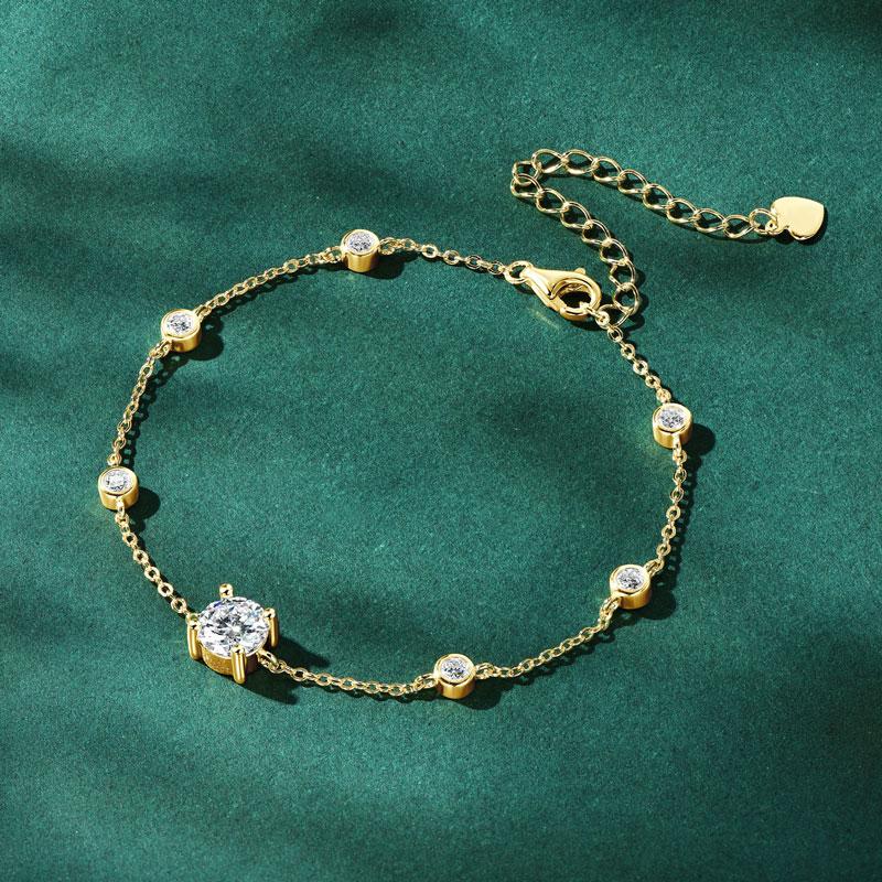Moissanite Diamond Bracelet for Women Silver Adjustable Chain Bracelet Trend Jewelry Gift