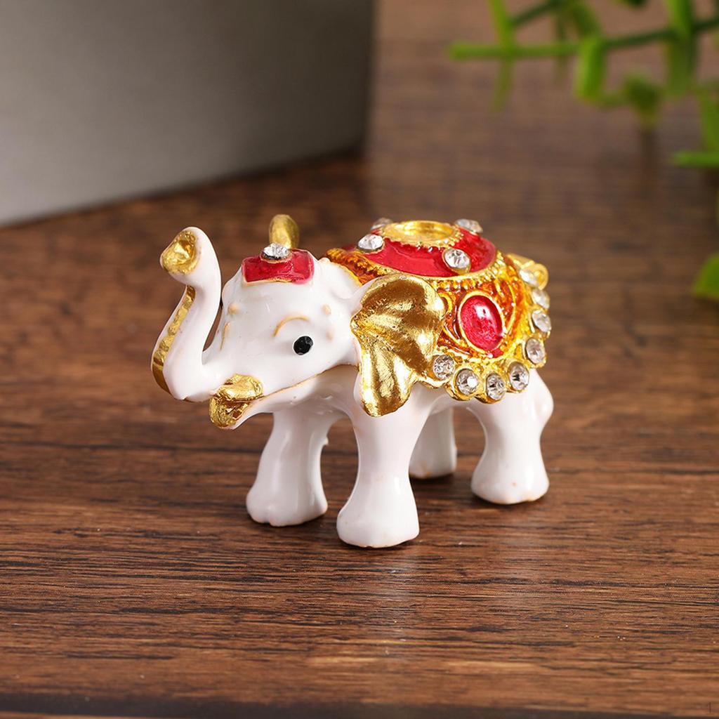 Elephant Trinket Box Figurine Art Collection for Women Metal Craftsmanship Decorative Decor