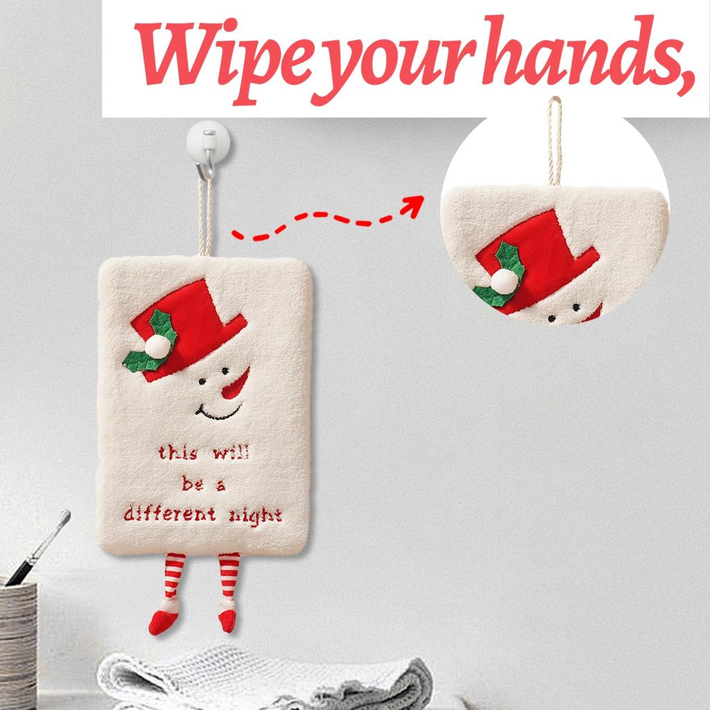 Weihnachts-Handtuch zum Aufhängen, dickes Korallenfleece-Handtuch, Küchen-Saugfähiger Schnelltrocknender Lappen, Cartoon-Handtuch