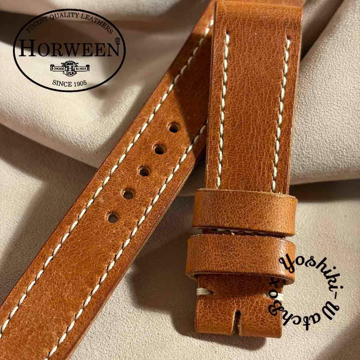 Used hor-275 HORWEEN Derby / English Tan Watch Strap (Lug 20mm - Buckle Width 18mm)