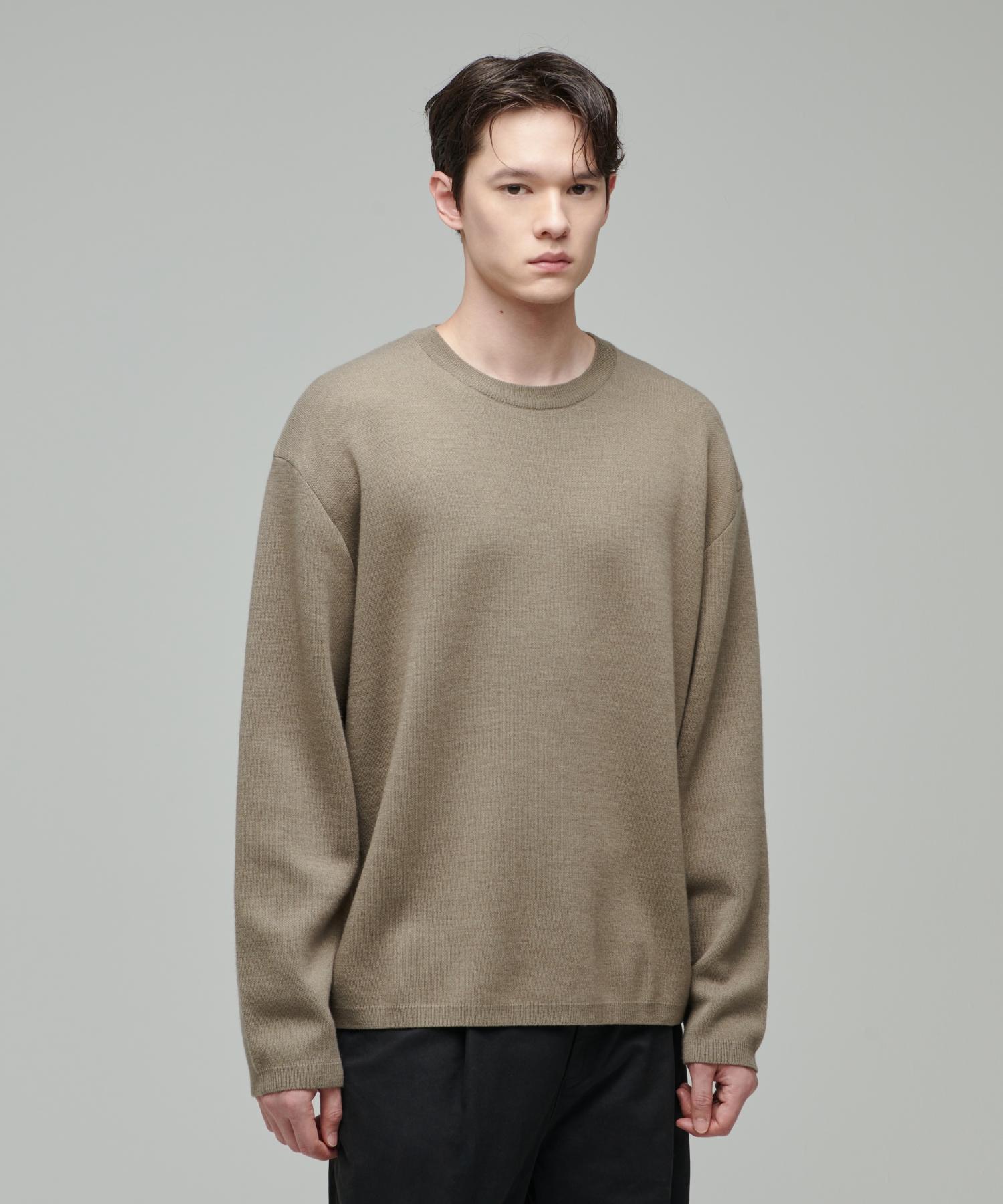 Musinsa Standard Minimal Oversized Crew Neck Knit [Dusty Beige] Dusty Beige/L