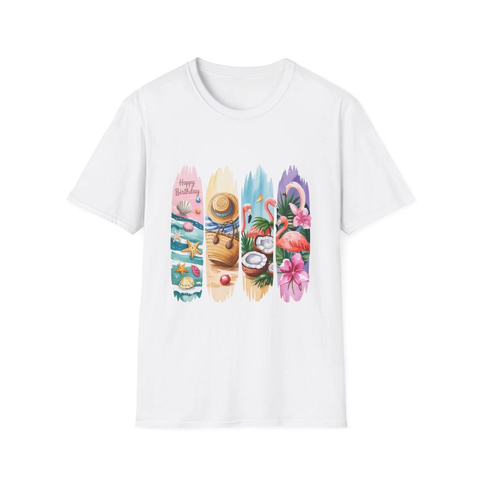 Tropical Birthday T-Shirt, Unisex Summer Tee, Gift for Her, Vacation Wear, Beach 4XL
