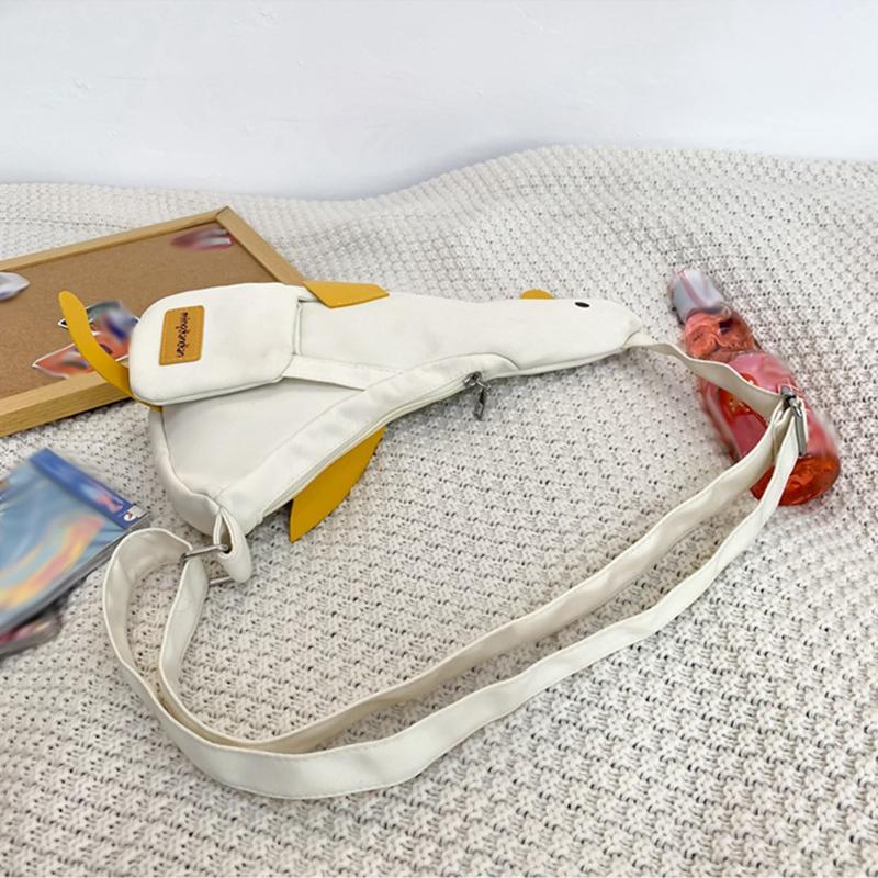 Women Shoulder Bag Cute Duck Canvas Bag Female Student Messenger Shoulder Bag Trendy Funny Cute Cartoon Chest Bag
