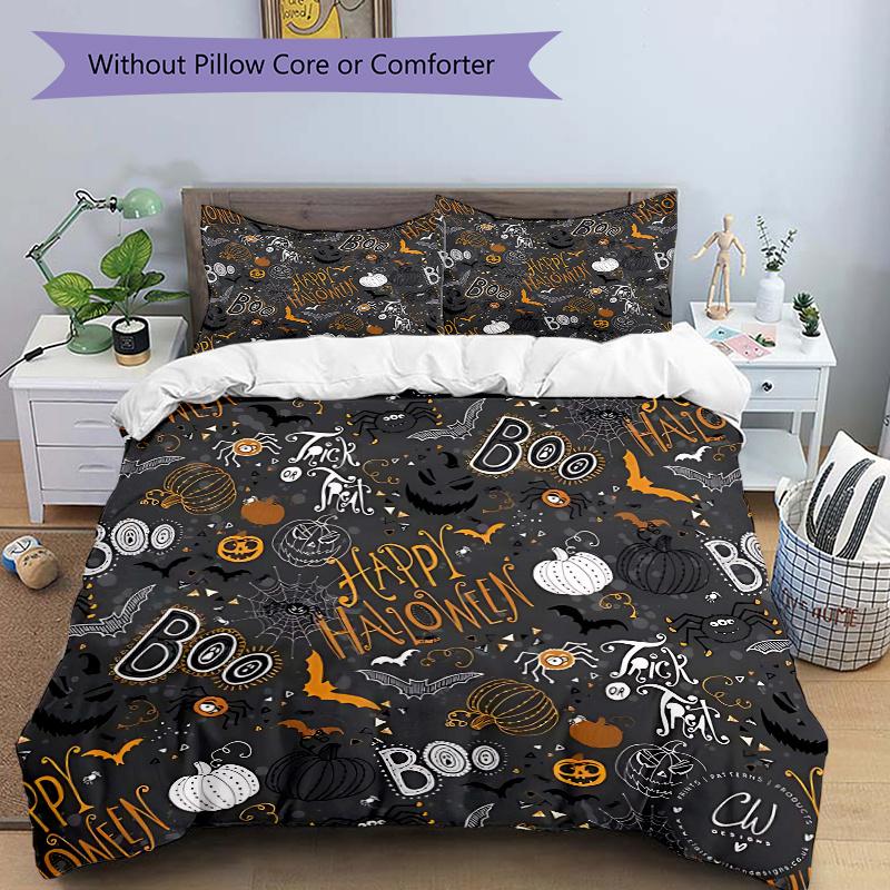 

3pcs Happy Halloween Print Cover Set Ultra Soft, Breathable, and Comfortable Bedding with Stylish Design for Bedroom and Guest Room Decor 1 Cover 135x200cm